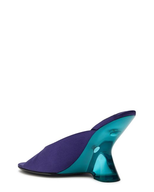 Dries Van Noten Blue 105 Satin Wedge Mules