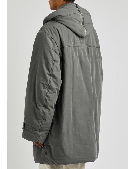 Dries Van Noten Vaughan Hooded Padded Cotton Coat in Grey for Men