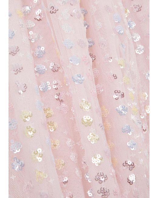 Needle & Thread Pink Raindrop Sequin-embellished Tulle Gown