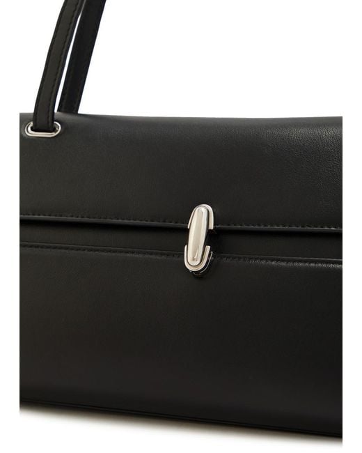 SAVETTE Black Trapeze Leather Shoulder Bag