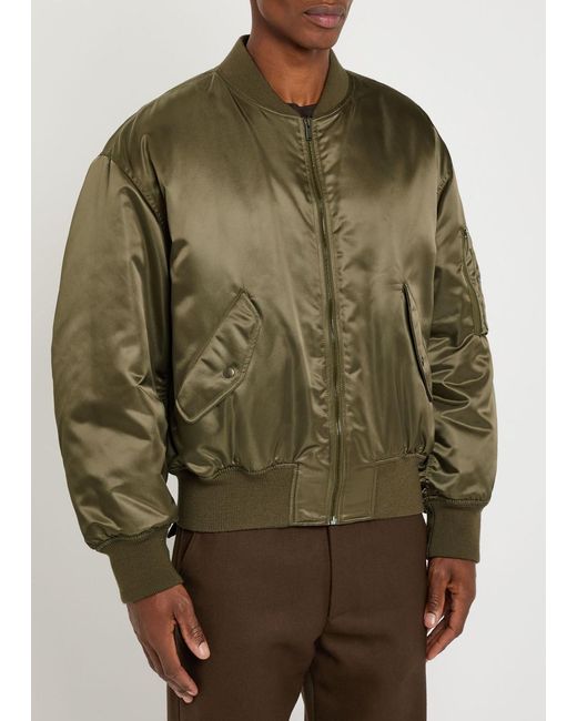 Saint Laurent Green Padded Satin Bomber Jacket for men