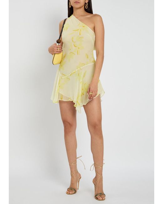 Bec & Bridge Yellow Colmar Asymmetric Chiffon Mini Dress