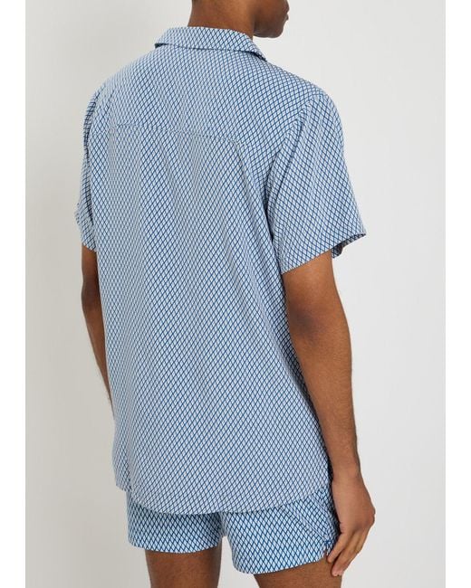 Boss Blue Beach Patterned Woven Shirt for men