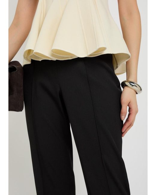 Another Tomorrow Black Slim-Leg Stretch-Wool Trousers