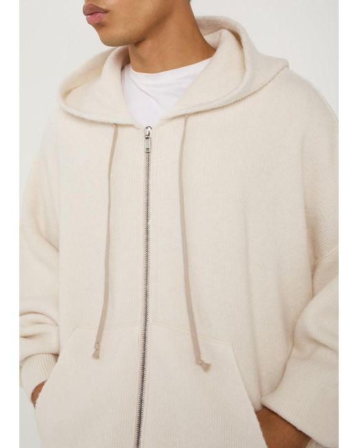 Rick Owens Natural Maglia Zipped Hooded Knit Jumper for men