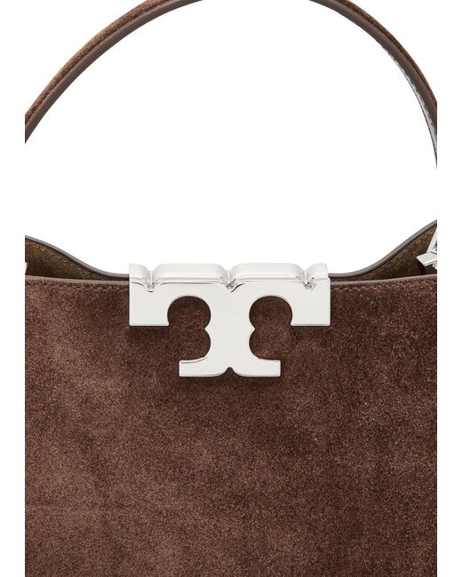 Tory Burch Brown Eleanor T-Logo Suede Top Handle Bag