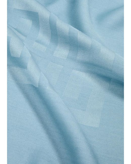 Givenchy Blue Logo-jacquard Silk-blend Scarf