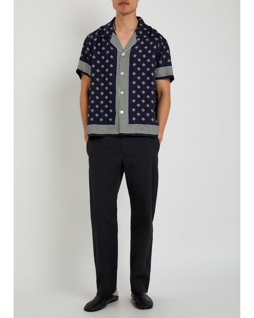 Bode Black Straight-Leg Seersucker Trousers for men