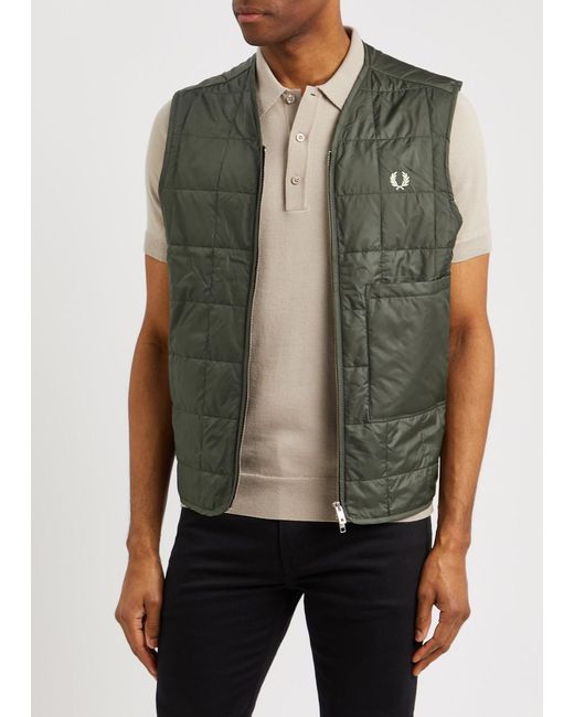 Fred Perry Gray Layered Gilet And Crinkled Shell Jacket for men