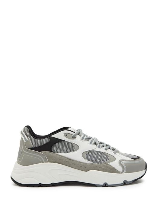 Cleens White Pulse Runner Panelled Mesh Sneakers for men