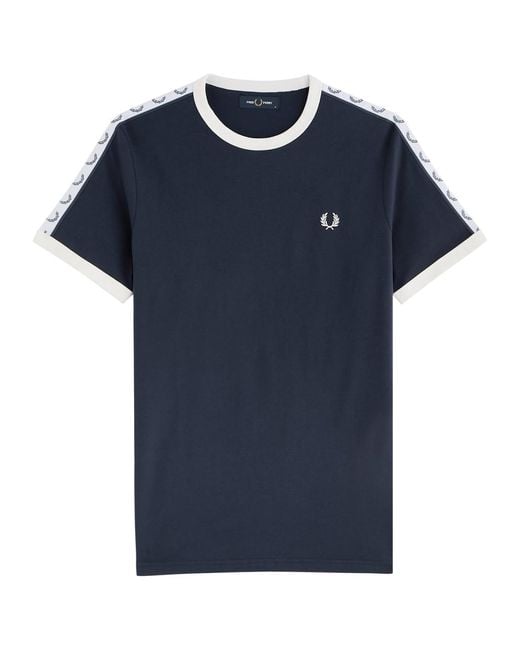 Fred Perry Blue Logo Track Tape Cotton T-Shirt for men