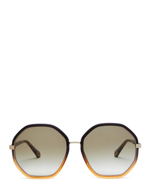 Chloé Brown Two-tone Octagon-frame Sunglasses