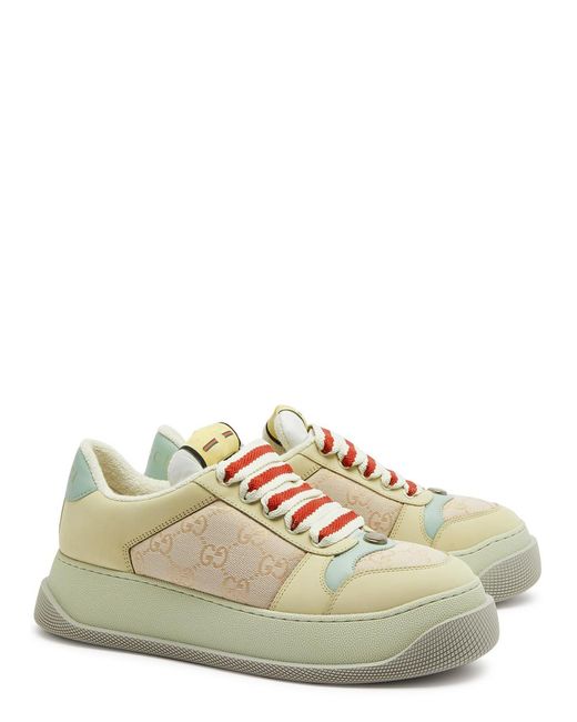 Gucci White gg-jacquard Panelled Canvas Sneakers