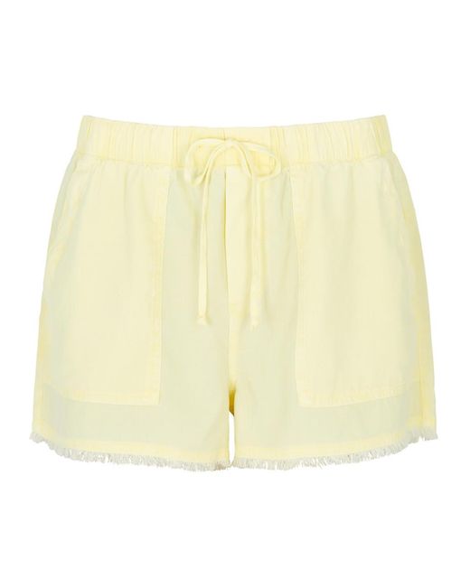 Bella Dahl Yellow Frayed Tencel Shorts