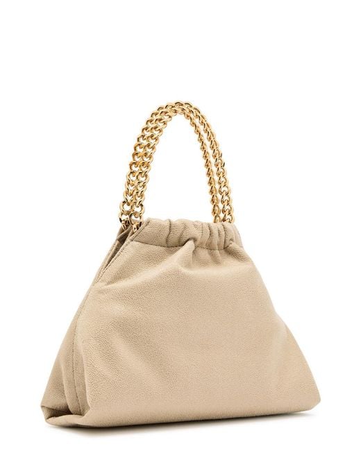 Stella McCartney Natural Falabella Mini Drawstring Faux Suede Top Handle Bag
