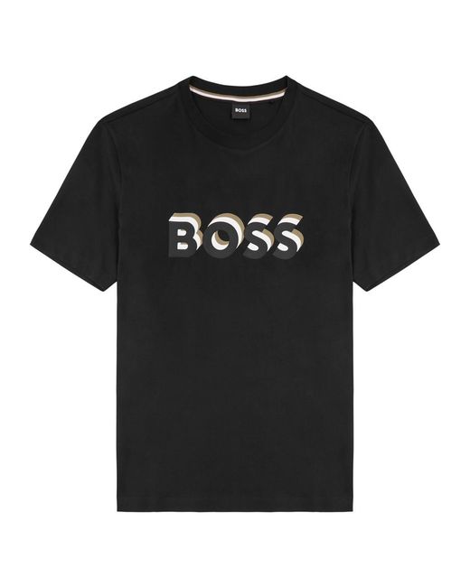 Boss Black Logo-Print Cotton T-Shirt for men