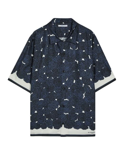 Givenchy Blue Printed Silk Shirt for men