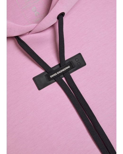 On Shoes Pink Focus Tech Hooded Cott-Blend Sweatshirt