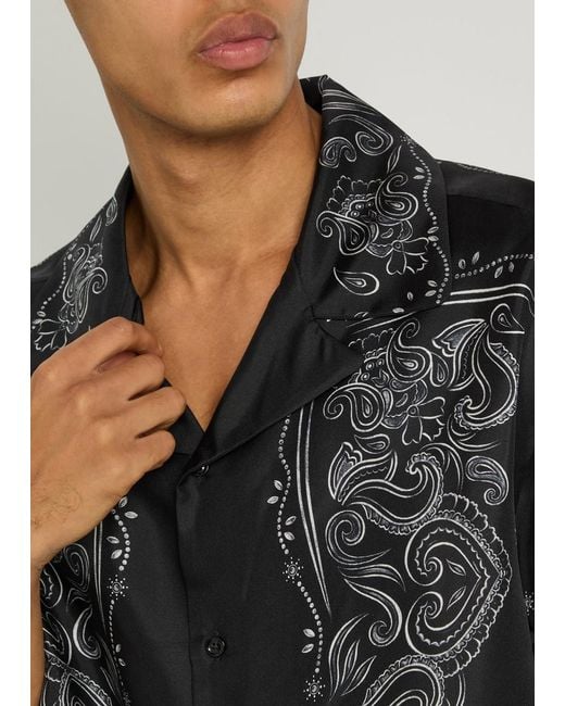Amiri Black Bandana-Print Silk Shirt for men