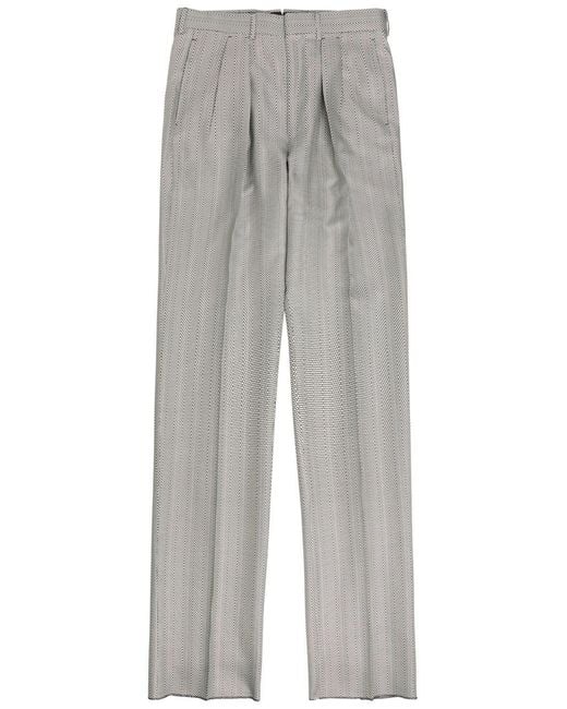 Tom Ford Gray Herringbone Tapered-Leg Silk Trousers for men