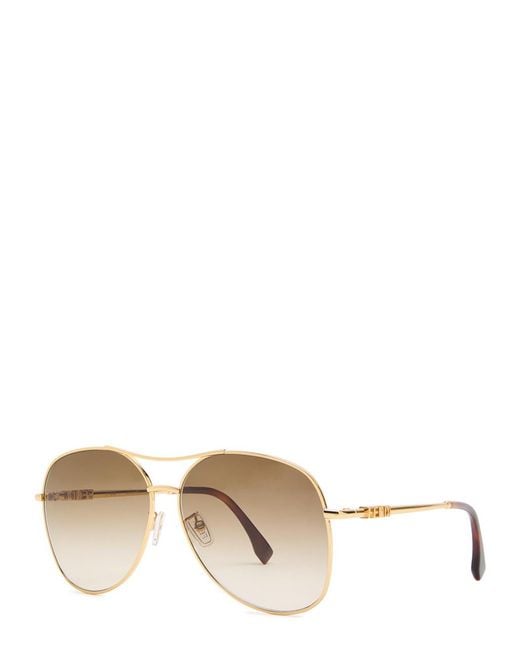 Fendi Natural Aviator-Style Sunglasses