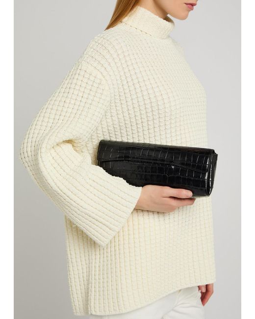 Totême Black Crocodile-Effect Leather Clutch