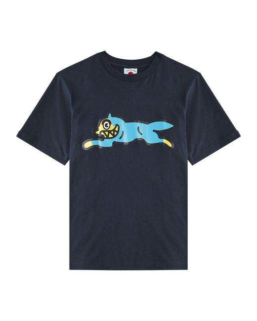 ICECREAM Blue Running Dog Printed Cotton T-Shirt