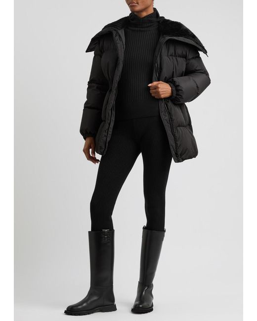 Moncler Black Logo Ribbed-Knit Leggings