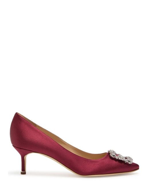 Manolo Blahnik Red Hangisi 50 Satin Pumps