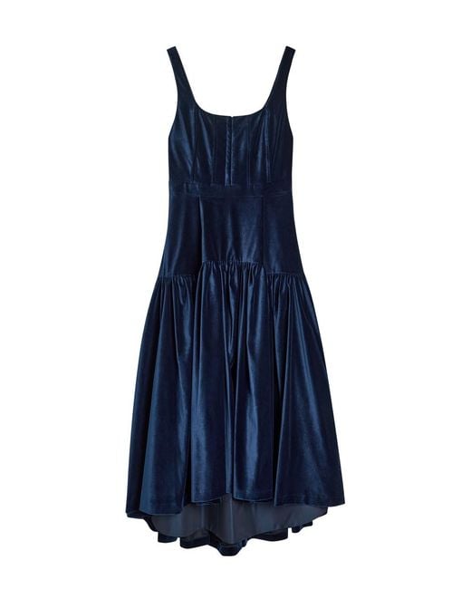 Alice + Olivia Blue Diana Structured Velvet Midi Dress