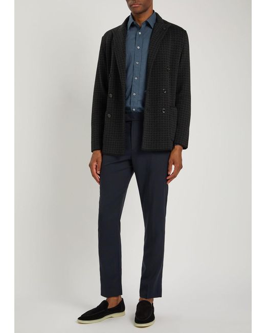 Lardini Black Houndstooth Wool Cardigan for men
