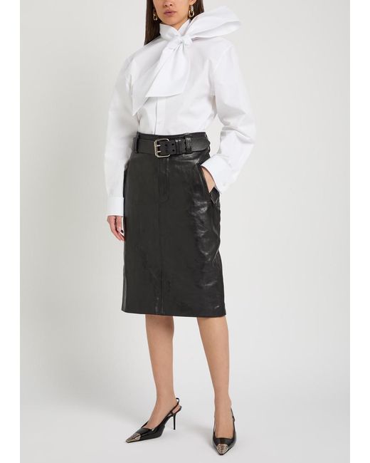 Saint Laurent White Scarf-Effect Cotton-Poplin Shirt