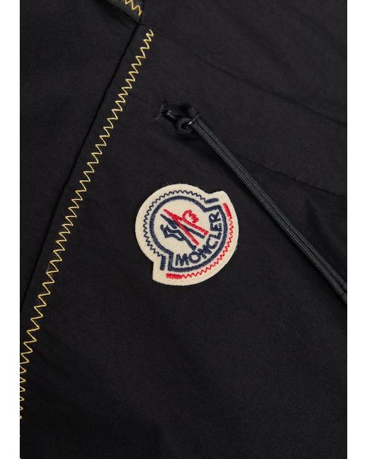 Moncler Black Logo Contrast-Stitch Cotton-Poplin Shorts for men