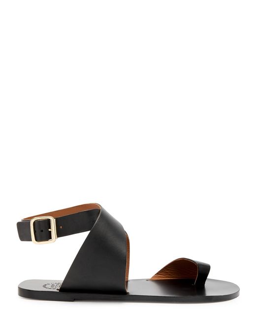 Atp Atelier Black Montagano Leather Sandals