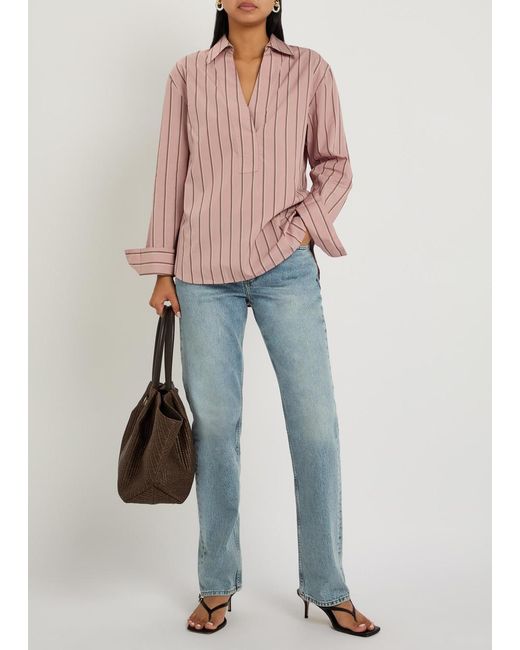 Vince Pink Striped Cotton-Poplin Shirt