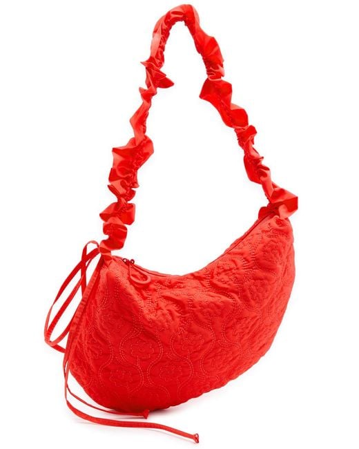 Damson Madder Red Ruffled Shell Shoulder Bag