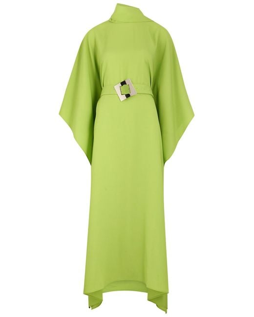 Taller Marmo Green Luna Crepe Maxi Kaftan Dress