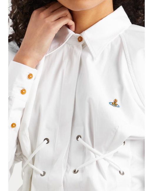 Vivienne Westwood White Gexy Lace-up Cotton Shirt