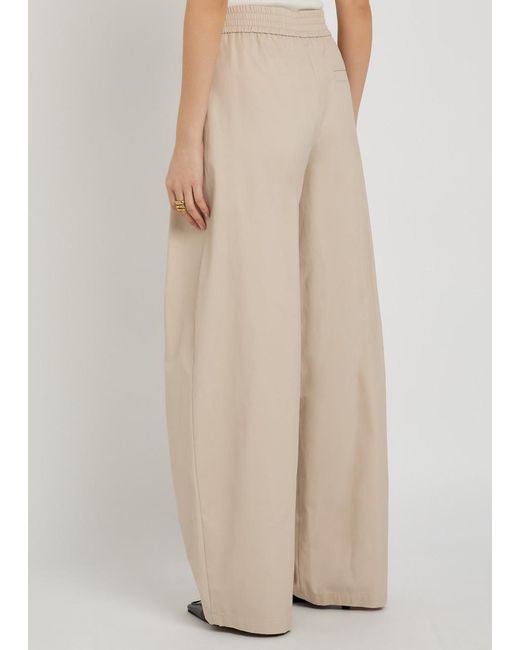 Emporio Armani Natural Pleated Cotton-Poplin Trousers