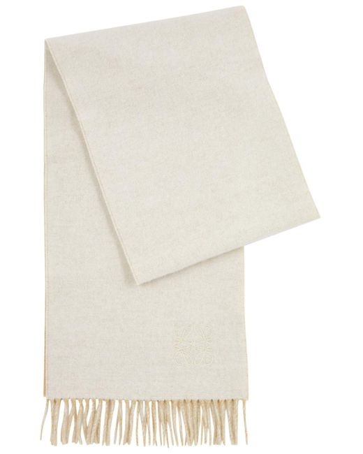 Loewe White Anagram-embroidered Wool-blend Scarf for men