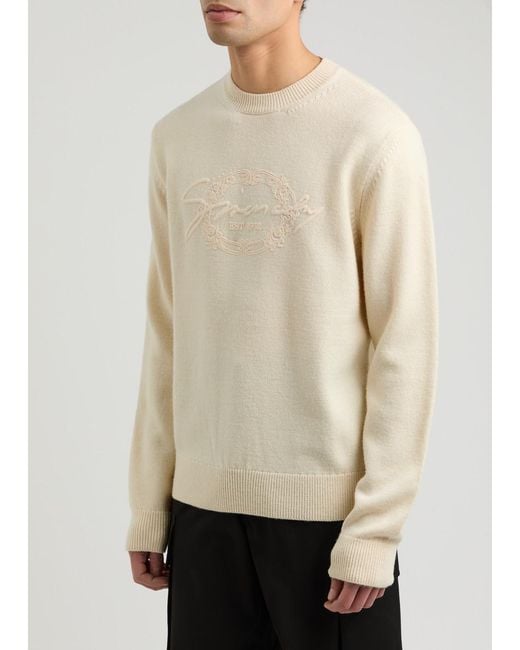 Givenchy Natural Logo-Embroidered Wool Jumper for men