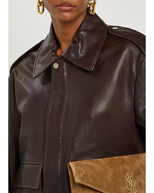 Nour Hammour Brown Drey Leather Jacket