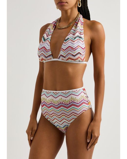 Missoni White Zigzag Fine-Knit Bikini