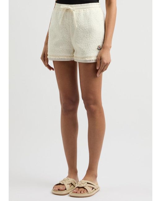 Moncler Natural Logo Bouclé Cotton-Blend Shorts