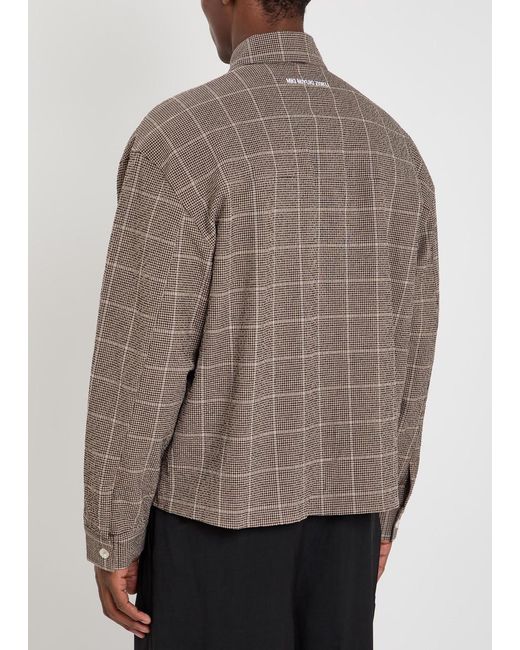 MKI Miyuki-Zoku Brown Checked Textured Woven Shirt for men