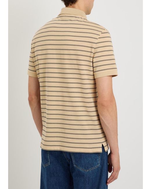 Valentino Natural Striped Piqué Cotton Polo Shirt for men