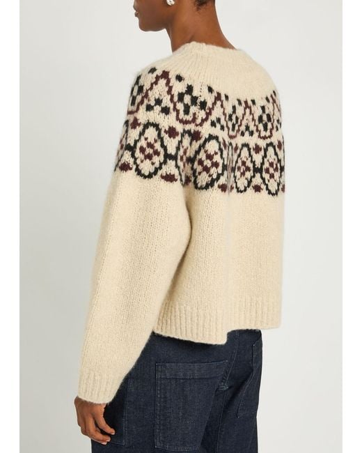 Nili Lotan Natural Chrissy Patterned Cashmere And Silk-Blend Jumper