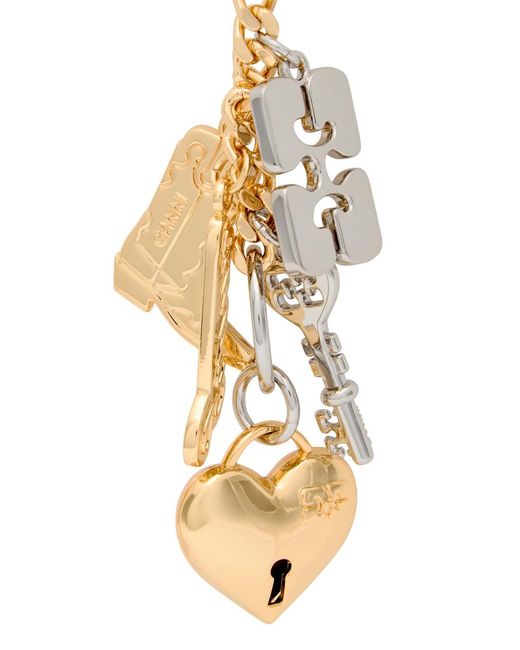 Ganni Bou Charms Keyring in Metallic | Lyst