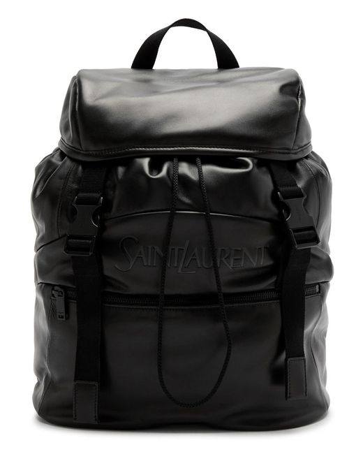 Saint Laurent Black Logo Leather Backpack for men