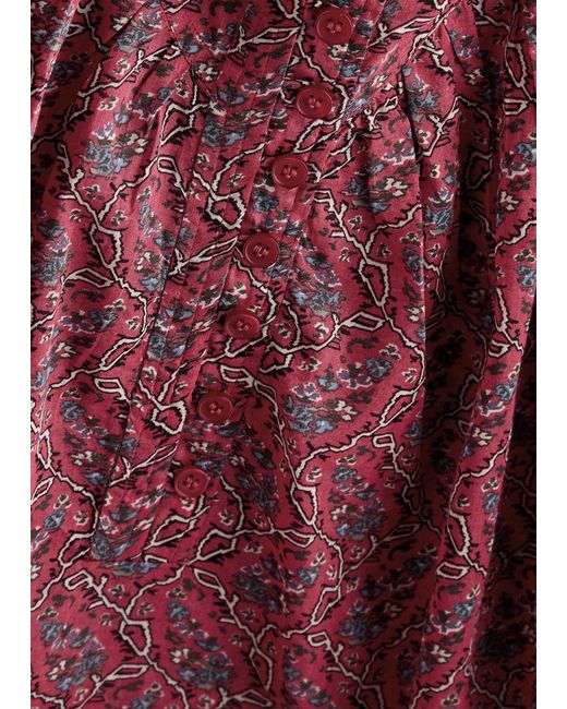 Isabel Marant Red Salika Floral-Print Cotton Blouse